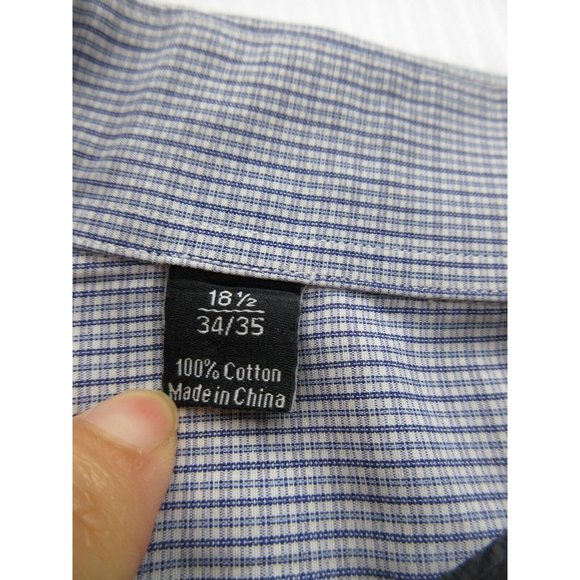David Donahue Shirt 18 1/2 XXL Button Down Plaid Logo Dress Shirt Woven - Picture 11 of 12